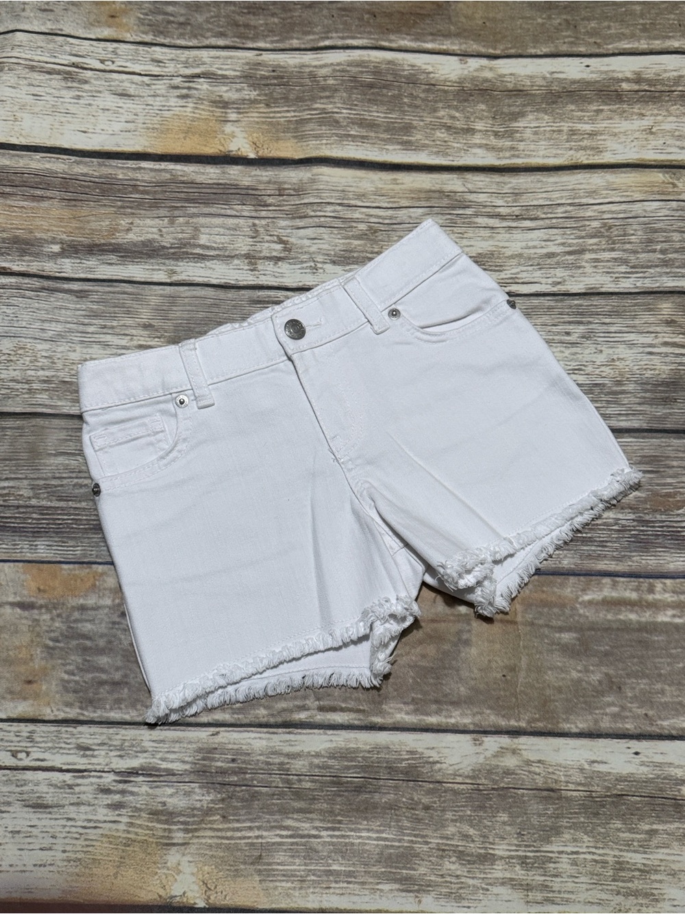 Cat & Jack Girls White Frayed Hem Denim Shorts